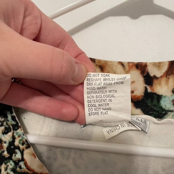 ALBERTO MAKALI Green Cream Leopard Cheetah Animal Floral Plaid 3/4 Sleeve Tunic - Picture 8 of 10